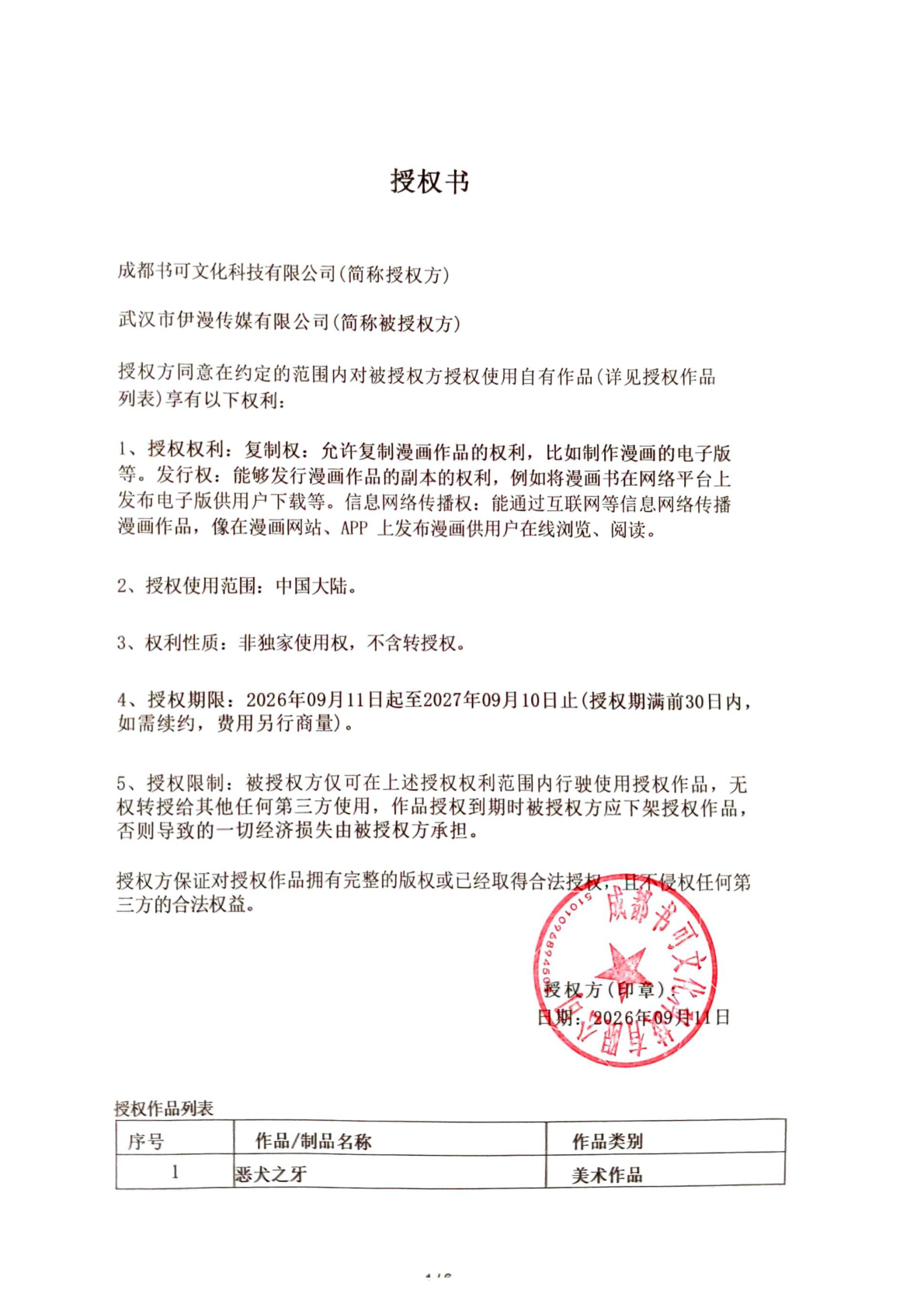 作品授权文件